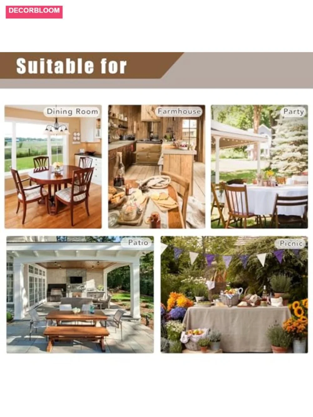 2 Pack Faux Linen Rectangle Tablecloths 54x78 Inch
